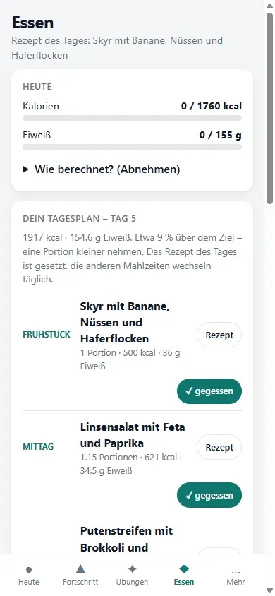 Essen: Kalorien- und Eiweißziel, Tagebuch, Barcode-Scanner